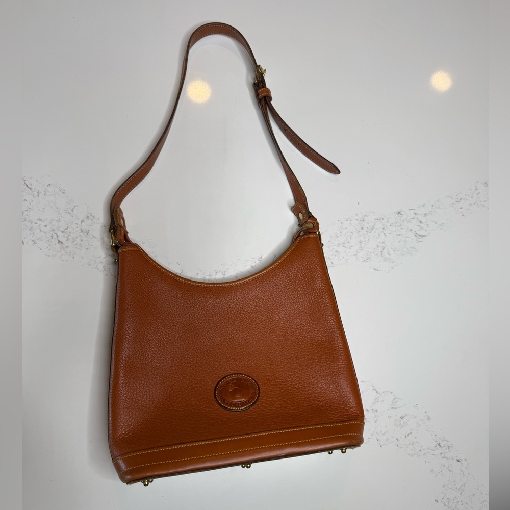 Vintage Dooney and Bourke All Weather Tan Pebbled Leather Hobo Bag